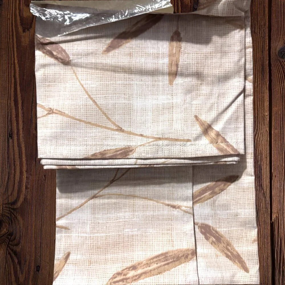 Vintage Martex Kyoto Twin Sheet Set NWT Cotton Percale Neutral Botanical Wheat